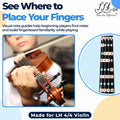 Fantastic Finger Guide Violin Finger Guide, Beginner Note Stickers LH 4/4 | Left-handed violin stickers for an adult beginner, an alternative to violin finger tape for learning notes and finger spacing
